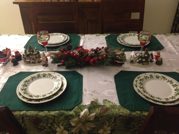 We traditionally have the fancy dinner on Christmas Eve. Prepping the decorations...